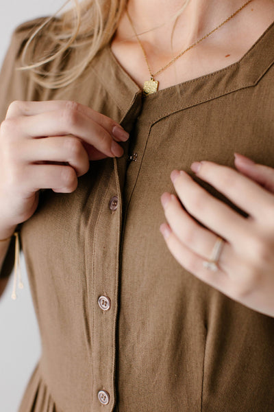 'Nora' Button Front A-Line Dress