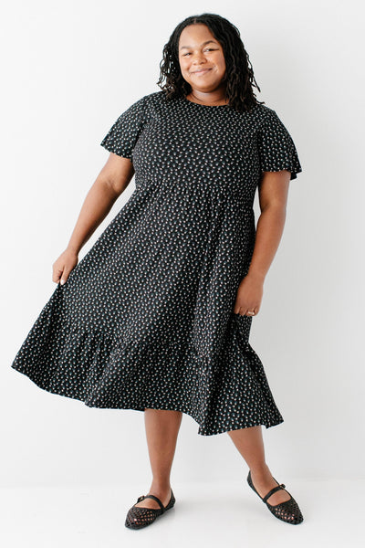 'Shiloh' Floral Ribbed Tiered Midi Dress