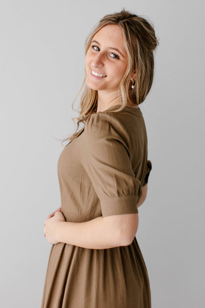 'Nora' Button Front A-Line Dress