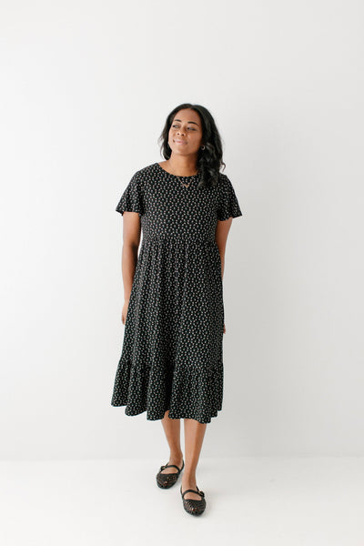 'Shiloh' Floral Ribbed Tiered Midi Dress