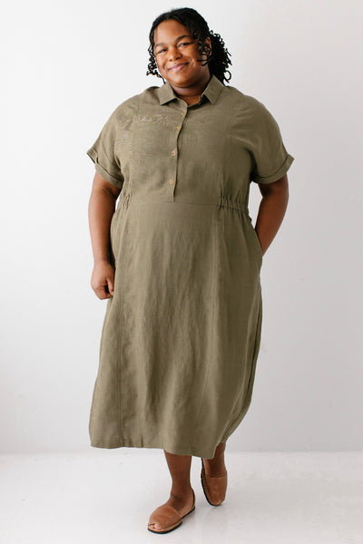 'Siena' Collared Button Up Midi Dress
