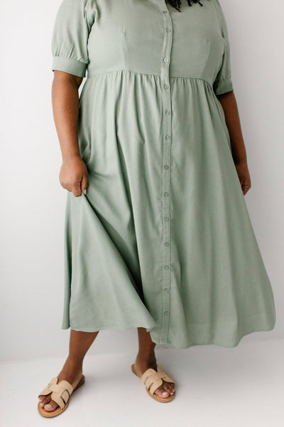 'Nora' Button Front A-Line Dress