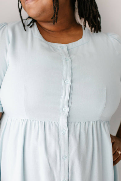 'Nora' Button Front A-Line Dress