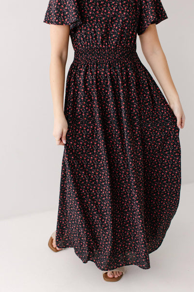 'Felicity' Rose Print Maxi Dress