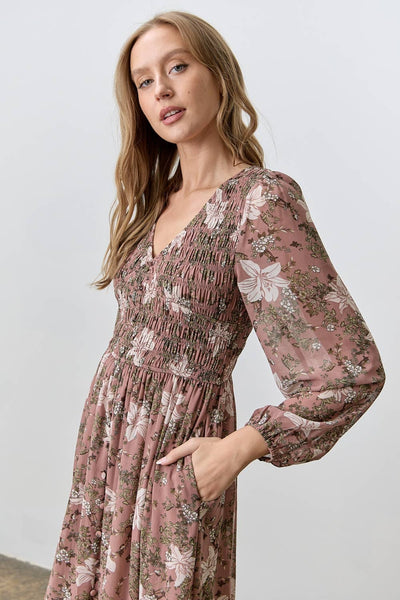 FLORAL LONG SLEEVE MAXI DRESS