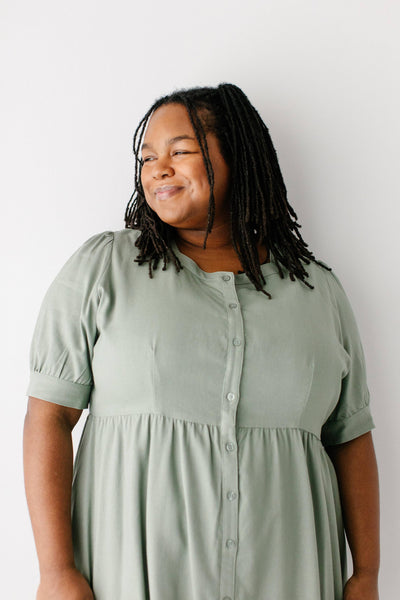 'Nora' Button Front A-Line Dress