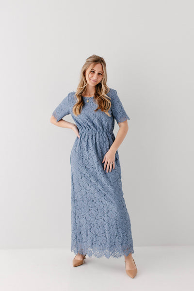 'Odessa' Round Neck Lace Maxi Dress