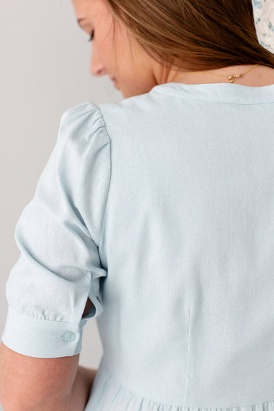 'Nora' Button Front A-Line Dress