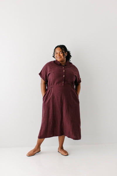 'Siena' Collared Button Up Midi Dress