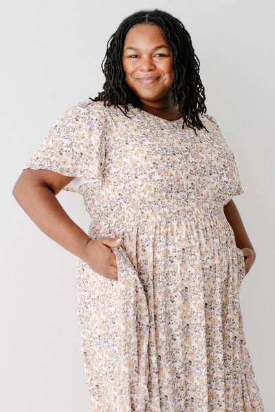 'Felicity' Floral Print Smocked Waist Maxi Dress