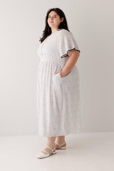 Hadassah Blue Floral Gauze Midi Dress