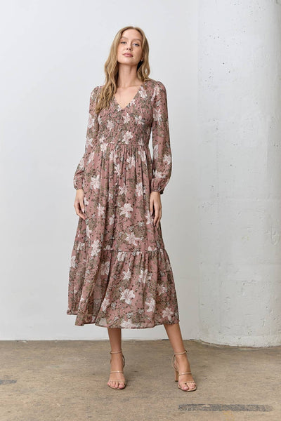 FLORAL LONG SLEEVE MAXI DRESS