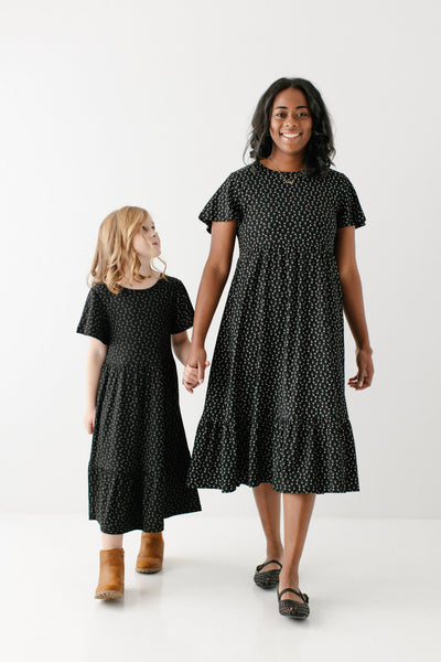 'Shiloh' Girl Floral Ribbed Tiered Dress