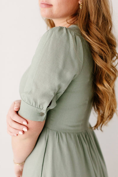 'Nora' Button Front A-Line Dress