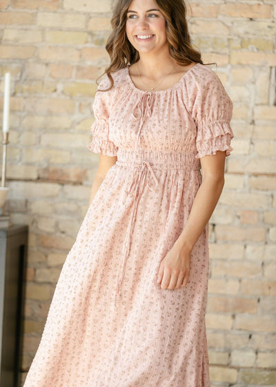 Celine Puff Sleeve Pink Floral Maxi Dress