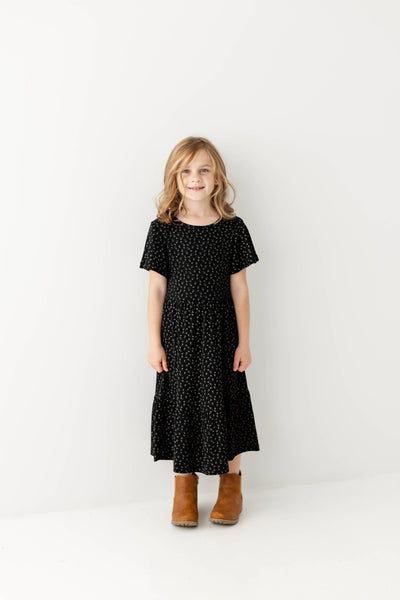 'Shiloh' Girl Floral Ribbed Tiered Dress