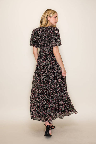 Ditsy Floral Smocked Midi Dress