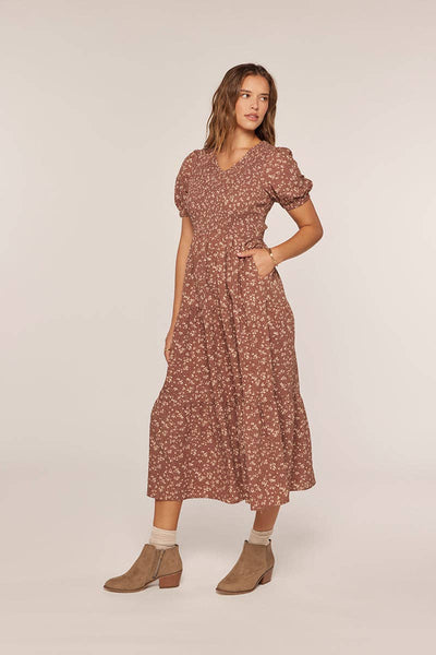 Waist Tie Detail Printed Dress