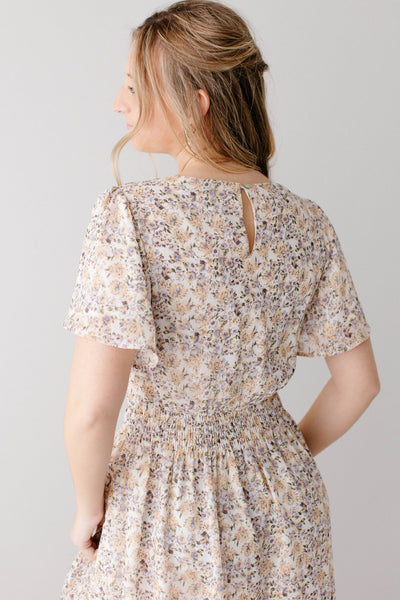 'Felicity' Floral Print Smocked Waist Maxi Dress