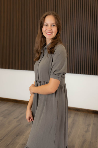 Grey, Button down Dress