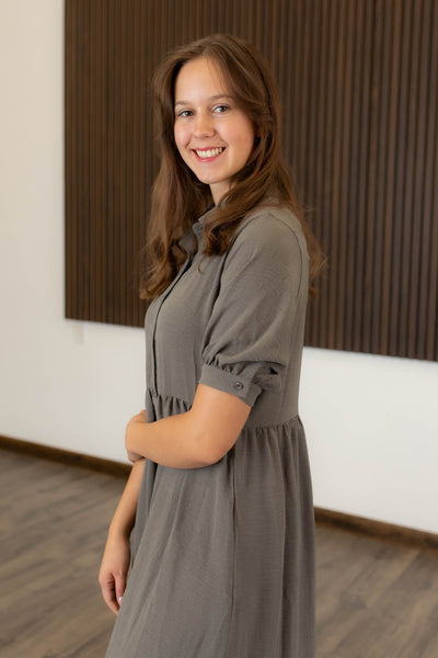 Grey, Button down Dress