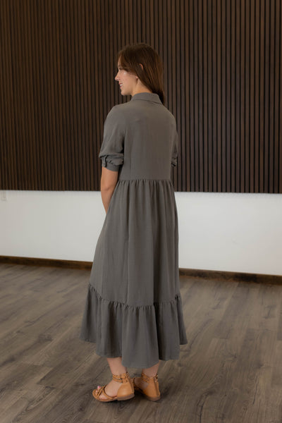 Grey, Button down Dress