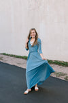 Janette in Dusty Blue maxi Dress