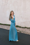Janette in Dusty Blue maxi Dress