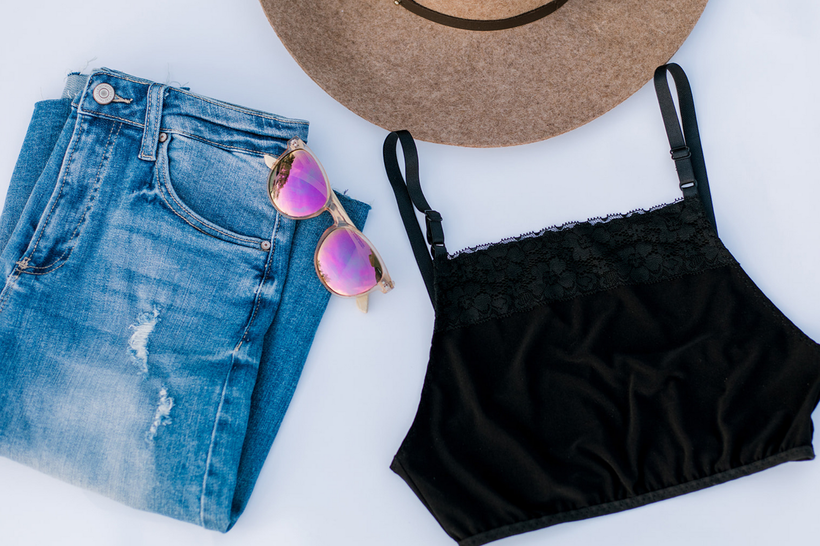 Modest Lacey Cropped Cami in Black