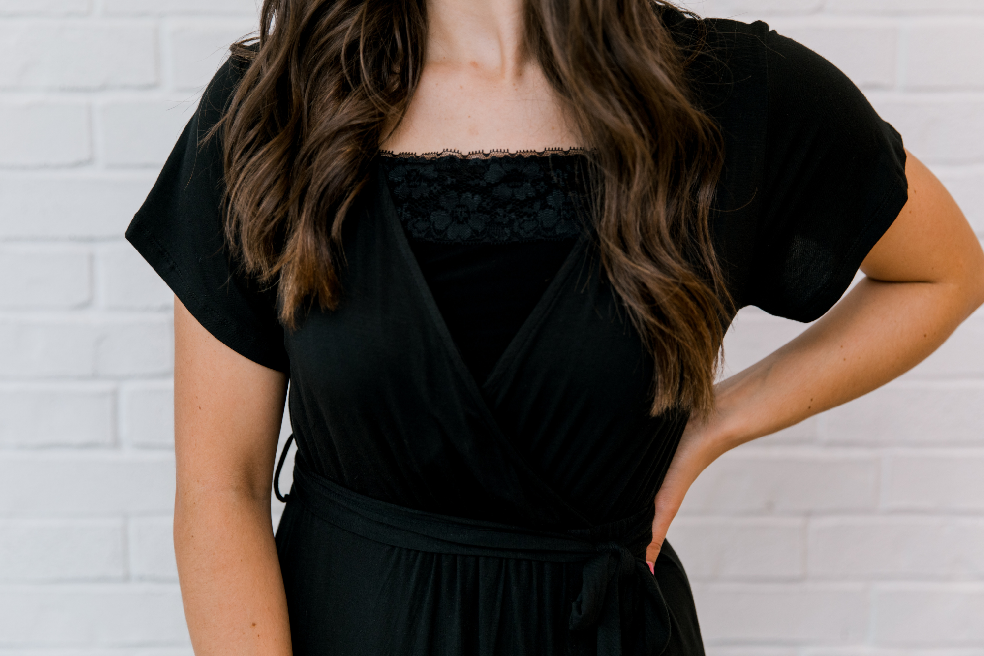 lace cami under wrap dress Contrast Lace Wrap Hem Cami Dress