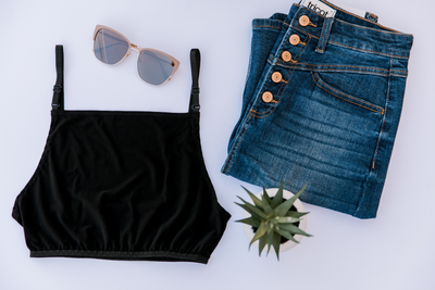 Modest Basic Cropped Cami in Black