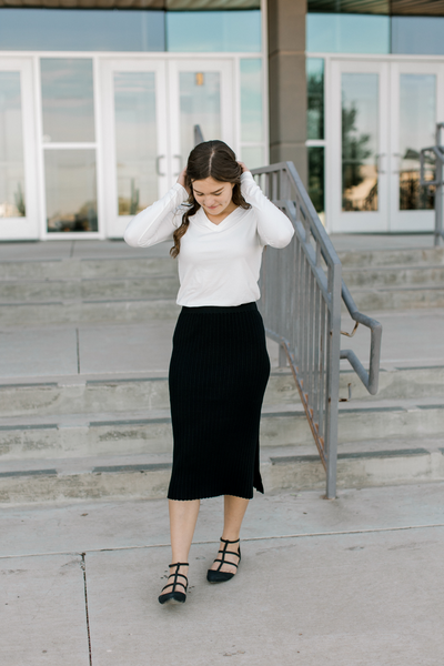 Soft V-Neck Layering Tee in Ivory