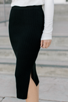 Ribbed Knit Maddie Skirt in Black-Final sale
