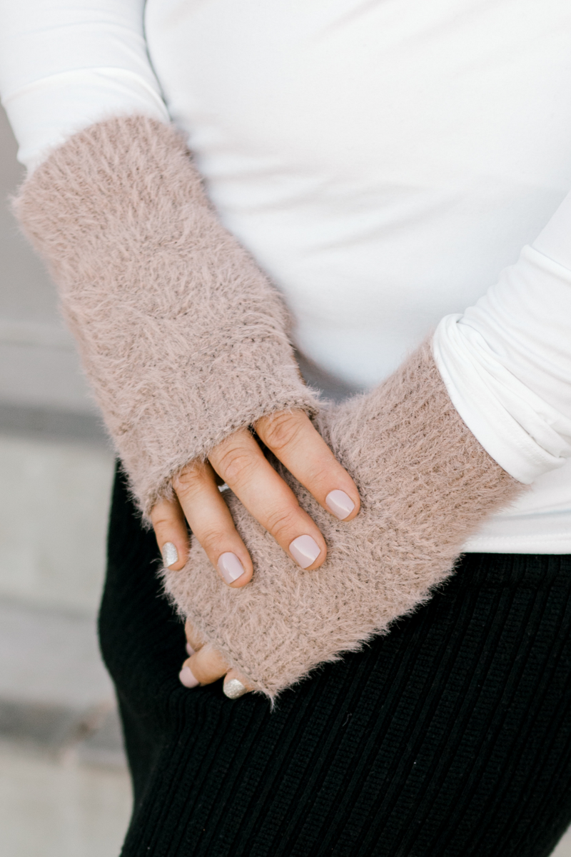 Hold Me Close Fingerless Gloves in Taupe